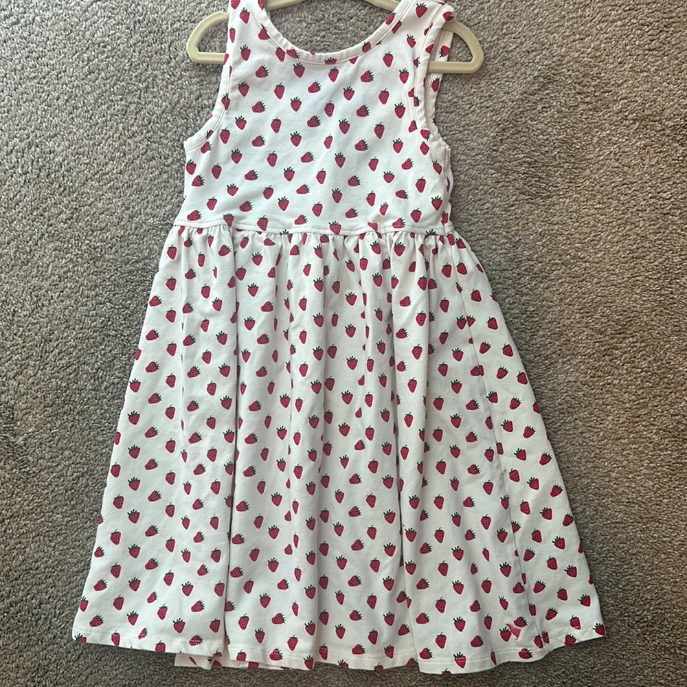 Pink Chicken Organic Cotton tank dress with strawberries